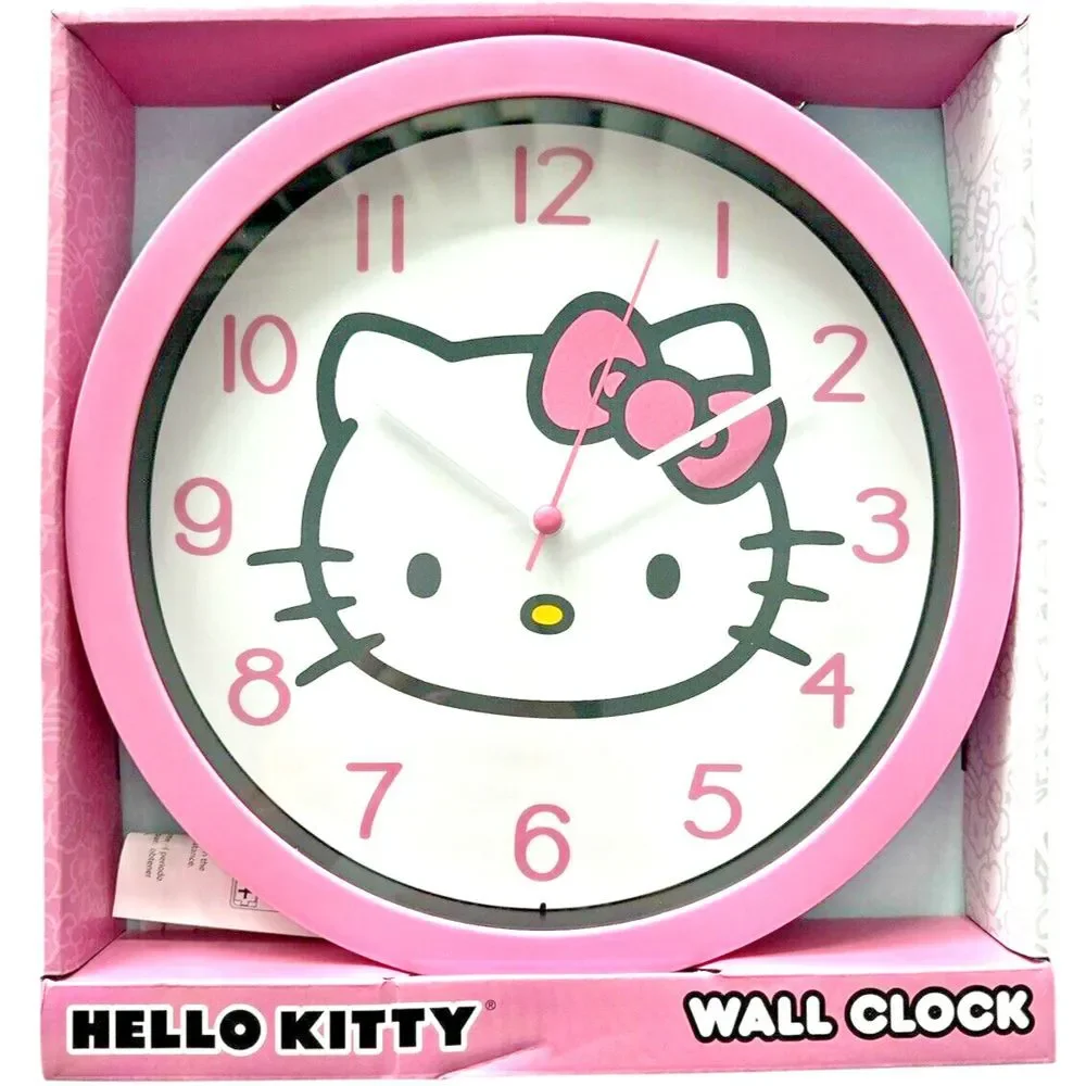 Hello Kitty 10-Inch Wall Clock Analog Display, Battery Operated, Adorable Design